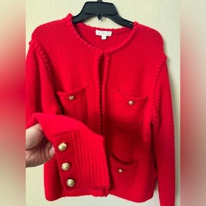 J.Crew • M • Odette Sweater Lady Jacket • Merino Wool,  Alpaca, Acrylic• RED